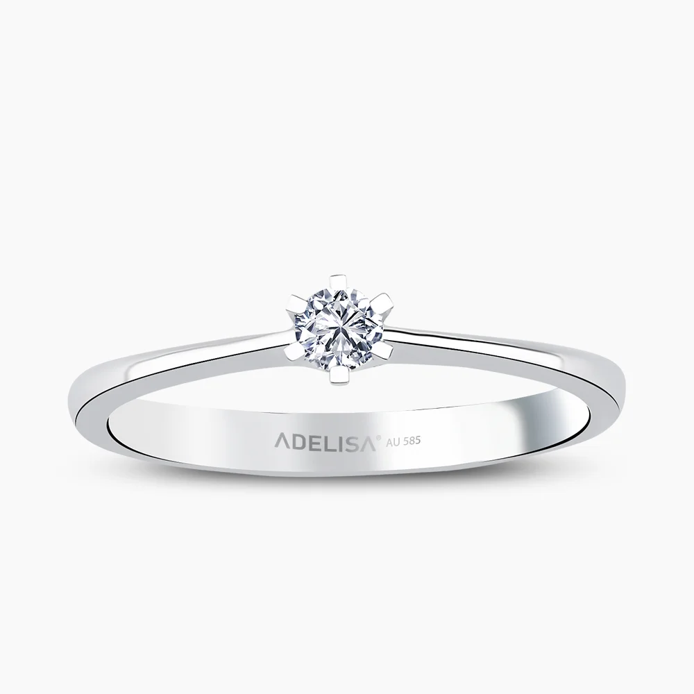 Beyaz Altın 0.10 Karat Tektaş Pırlanta Yüzük