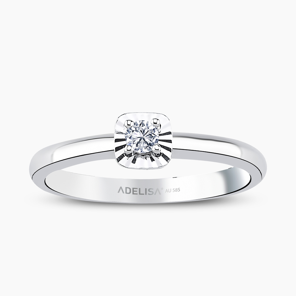 Beyaz Altın 0.08 Karat Tektaş Pırlanta Yüzük