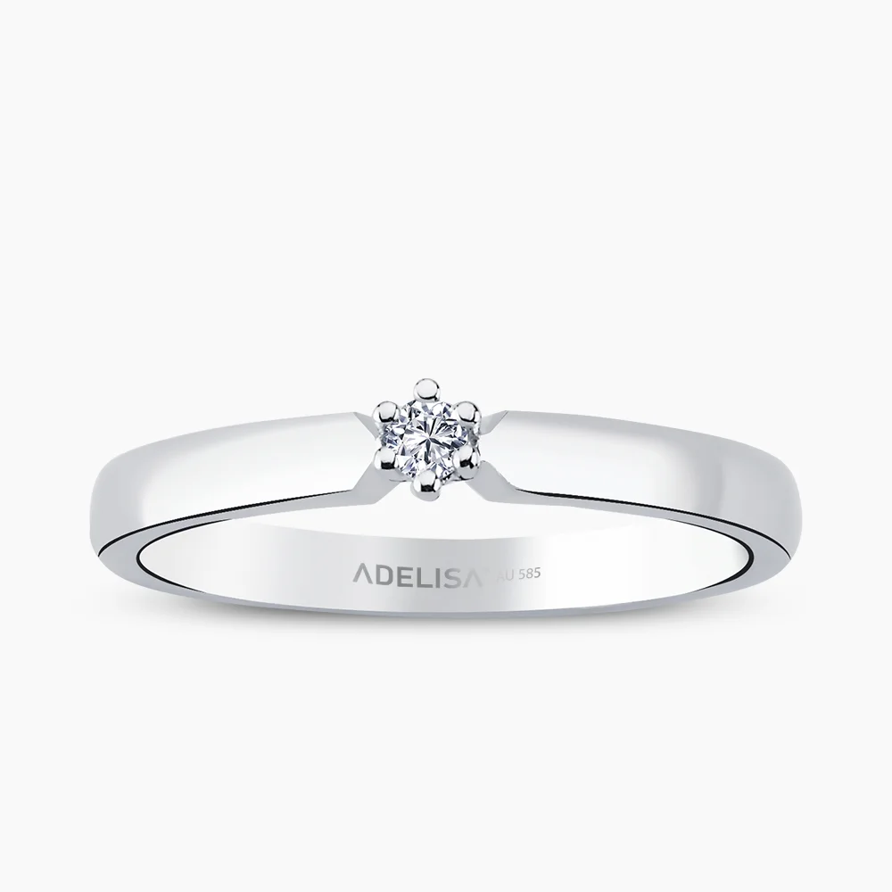 Beyaz Altın 0.05 Karat Tektaş Pırlanta Yüzük