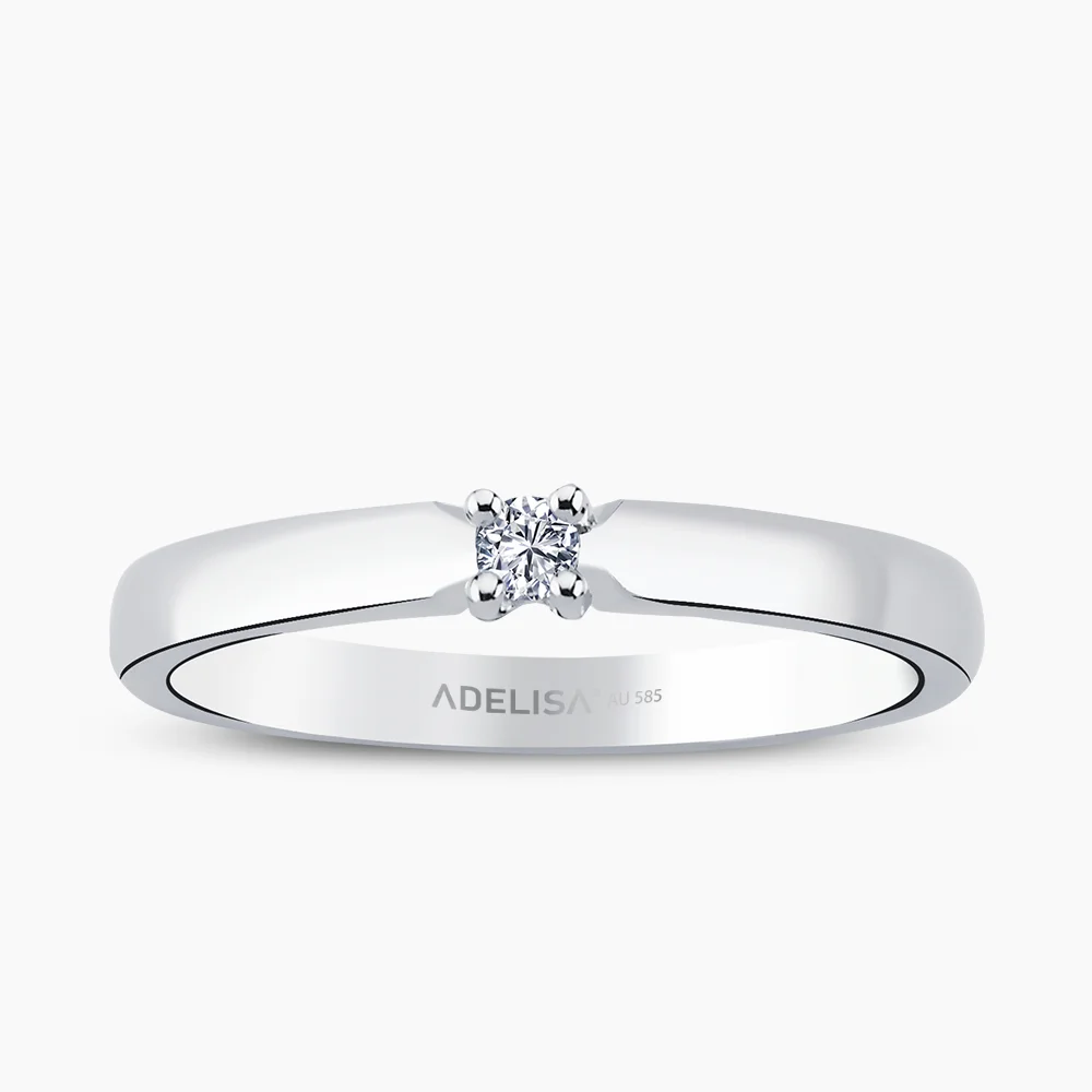 Beyaz Altın 0.05 Karat Tektaş Pırlanta Yüzük