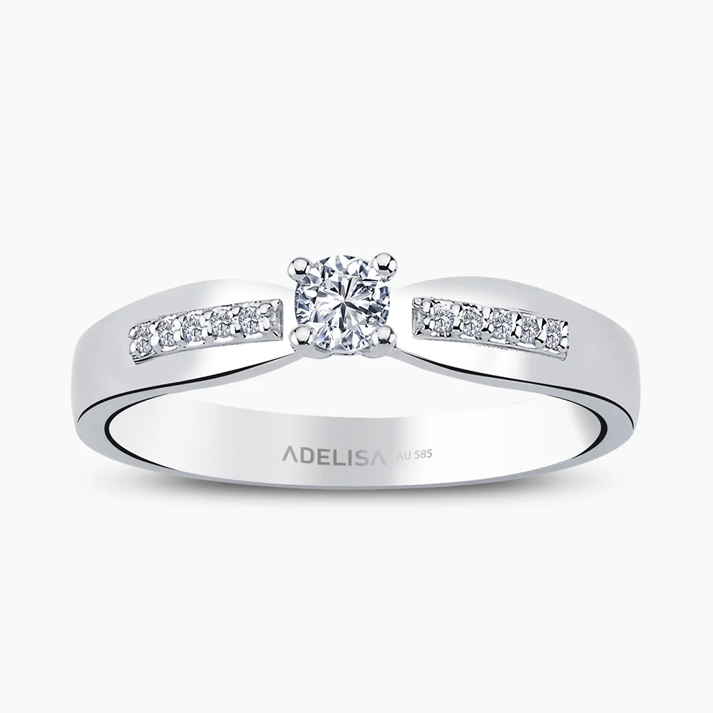 Beyaz Altın 0.14 Karat Tektaş Pırlanta Yüzük