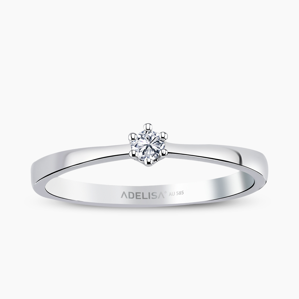 Beyaz Altın 0.05 Karat Pırlanta Tektaş Yüzük