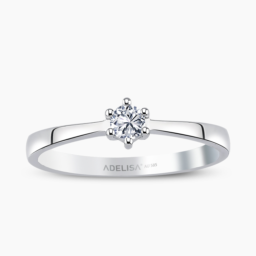 Beyaz Altın 0.14 Karat Pırlanta Tektaş Yüzük