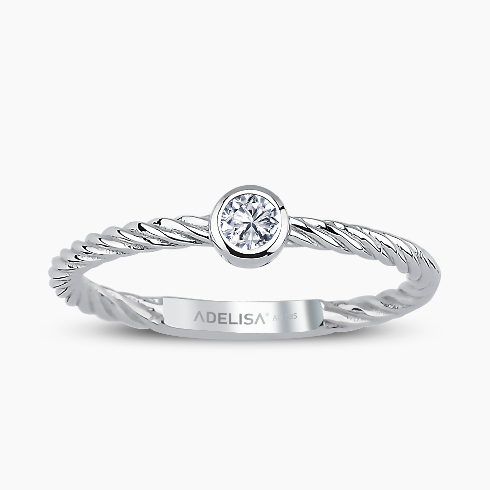 Beyaz Altın 0.10 Karat Pırlanta Tektaş Yüzük